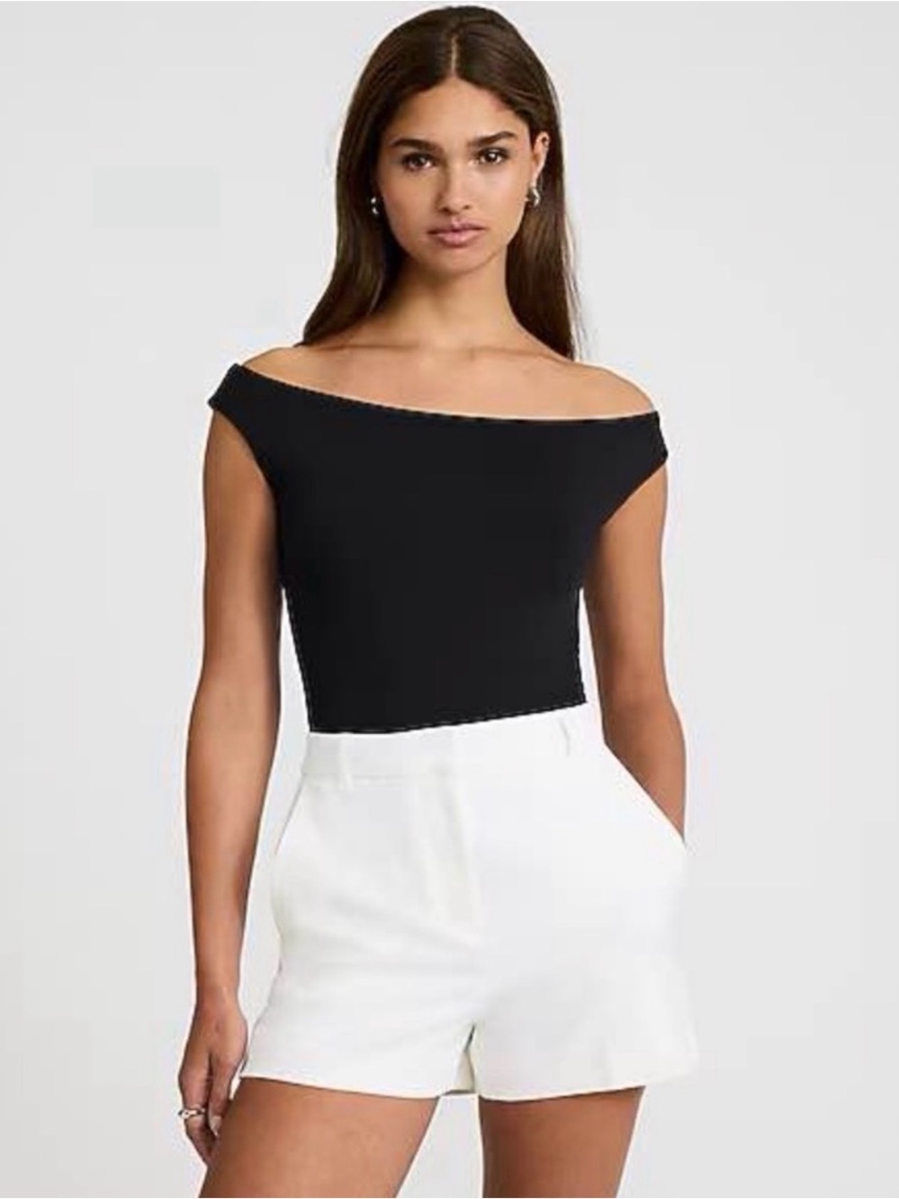 ExpressOff-Shoulder Black Body Contour Bodysuit- Women
